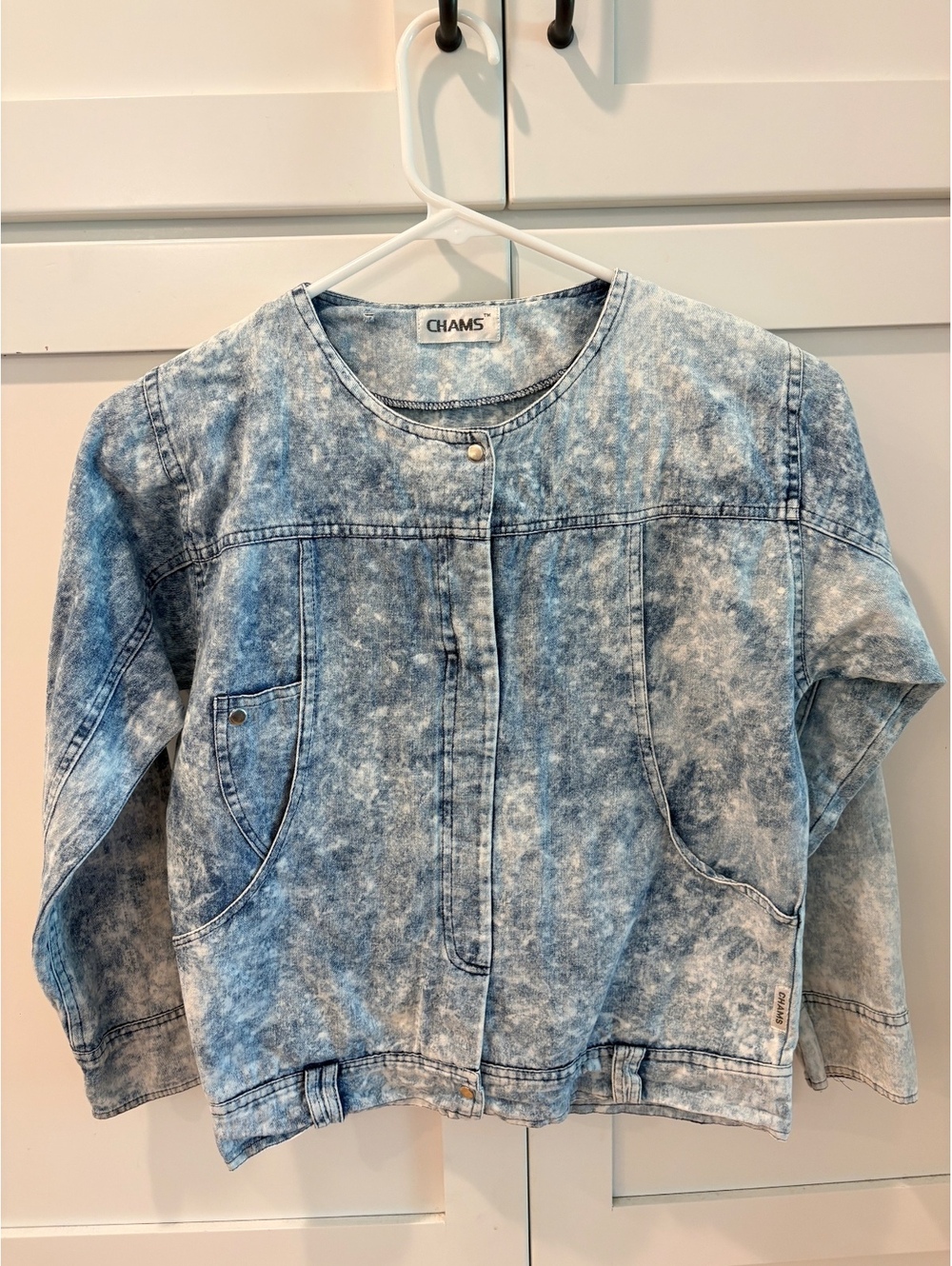 1980s CHAMS Acid Wash Denim Jacket with Fun Times Patch